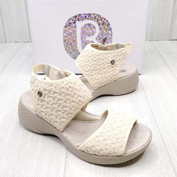 Bzees Jessie Cream Ankle Strap Sandals 
